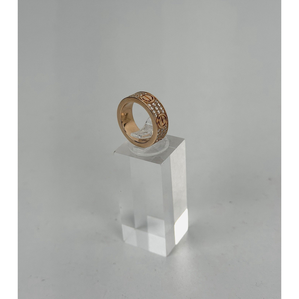 Cartier LOVE Ring 18k Rose Gold Pave-Set Diamonds 5.5 Size 48